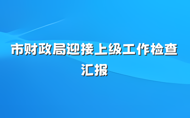 市财政局迎接上级工作检查汇报