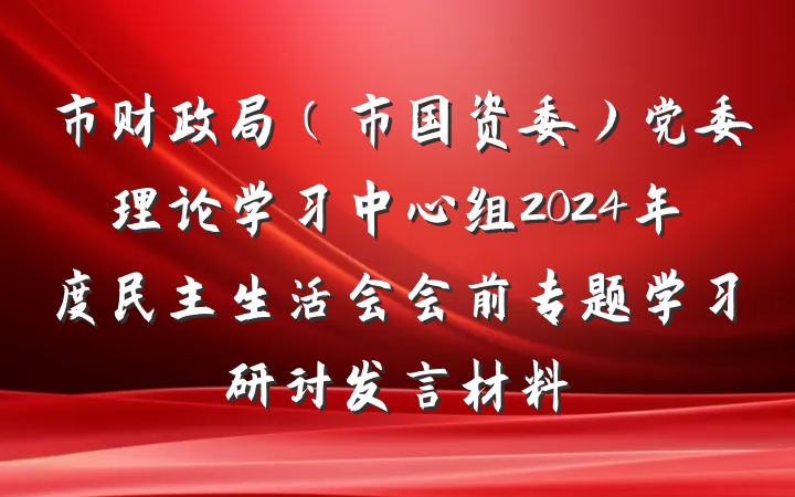 市财政局（市国资委）党委理论学习中心组2024年度民主生活会会前专题学习研讨发言材料