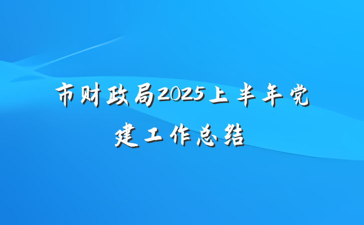 市财政局2025上半年党建工作总结