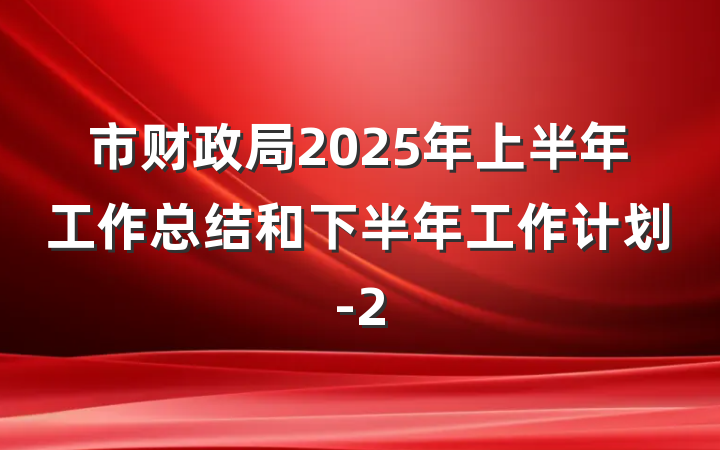 市财政局2025年上半年工作总结和下半年工作计划-2