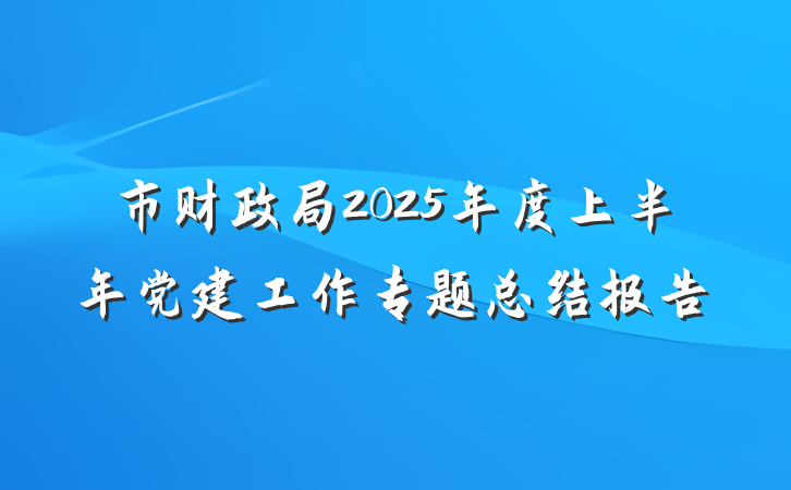 市财政局2025年度上半年党建工作专题总结报告