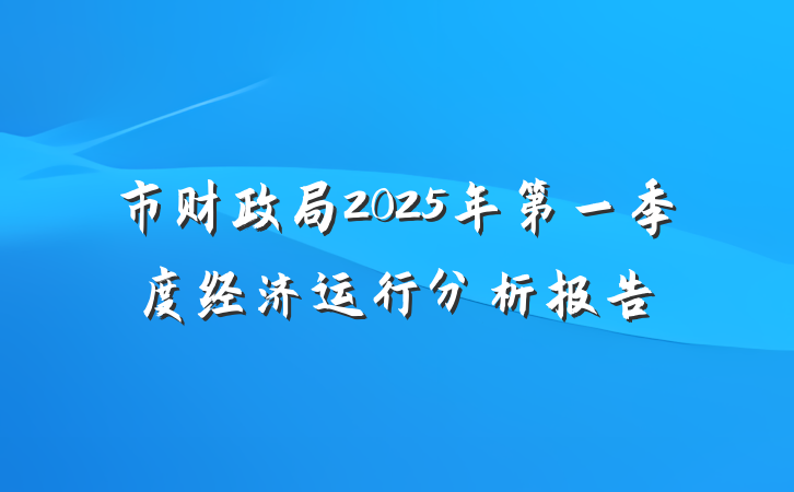 市财政局2025年第一季度经济运行分析报告