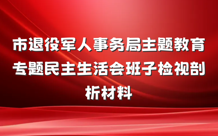 市退役军人事务局主题教育专题民主生活会班子检视剖析材料