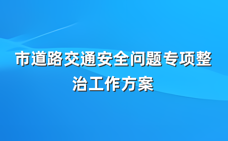 市道路交通安全问题专项整治工作方案