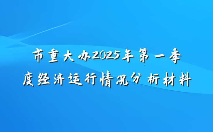 市重大办2025年第一季度经济运行情况分析材料