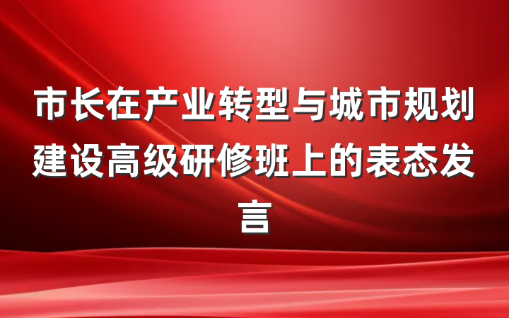 市长在产业转型与城市规划建设高级研修班上的表态发言
