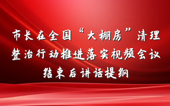市长在全国“大棚房”清理整治行动推进落实视频会议结束后讲话提纲