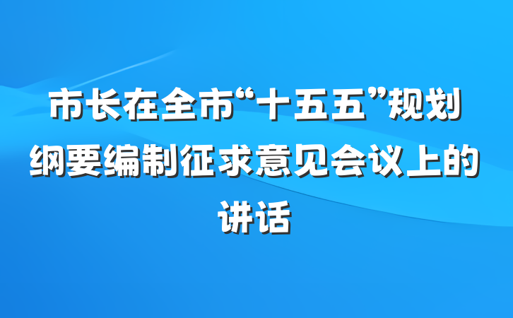 市长在全市“十五五”规划纲要编制征求意见会议上的讲话