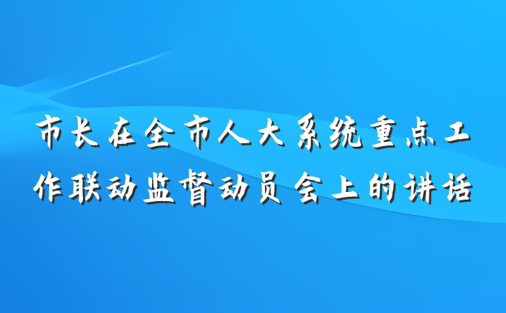 市长在全市人大系统重点工作联动监督动员会上的讲话