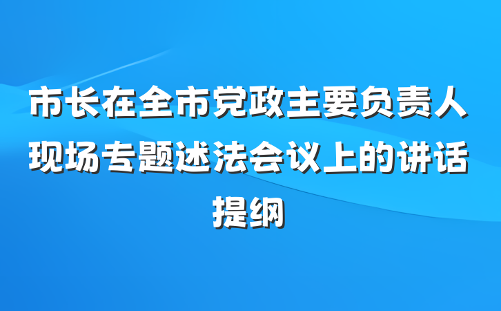 市长在全市党政主要负责人现场专题述法会议上的讲话提纲