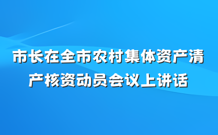市长在全市农村集体资产清产核资动员会议上讲话