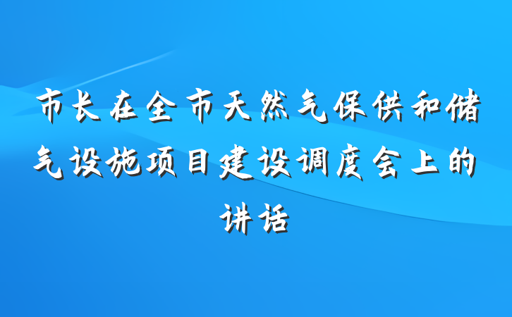 市长在全市天然气保供和储气设施项目建设调度会上的讲话