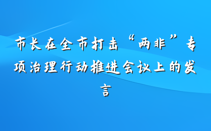 市长在全市打击“两非”专项治理行动推进会议上的发言