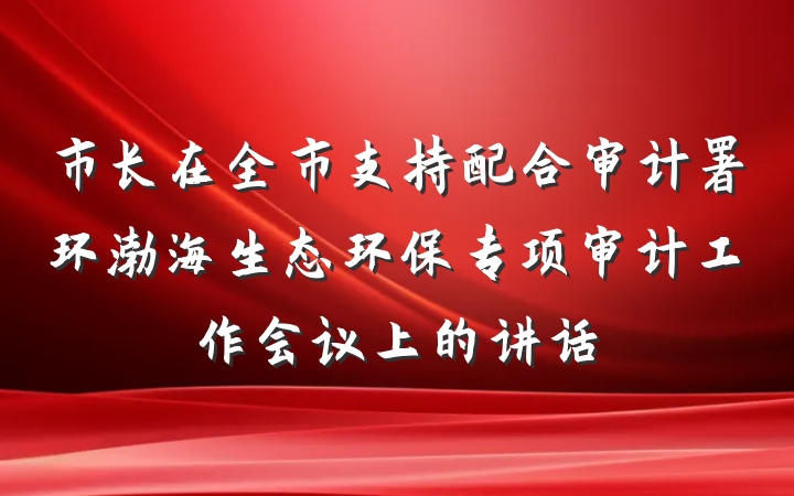市长在全市支持配合审计署环渤海生态环保专项审计工作会议上的讲话