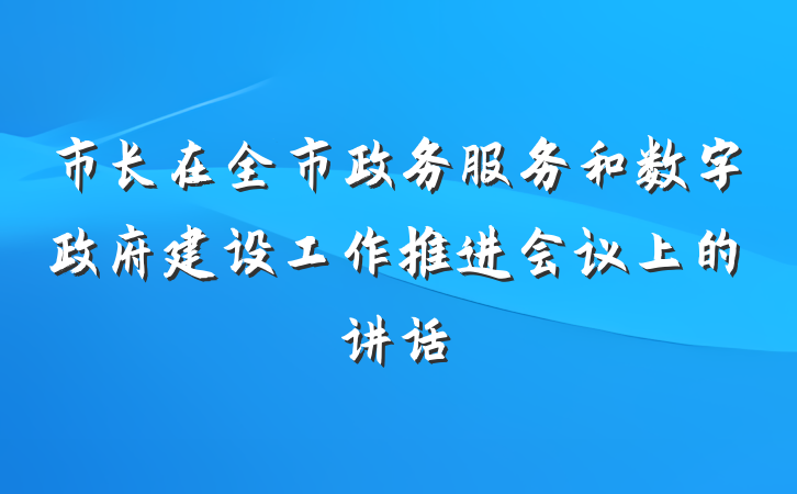 市长在全市政务服务和数字政府建设工作推进会议上的讲话