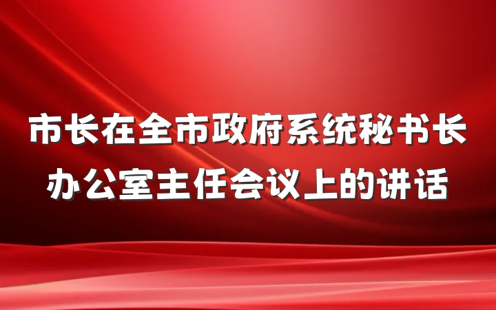 市长在全市政府系统秘书长办公室主任会议上的讲话
