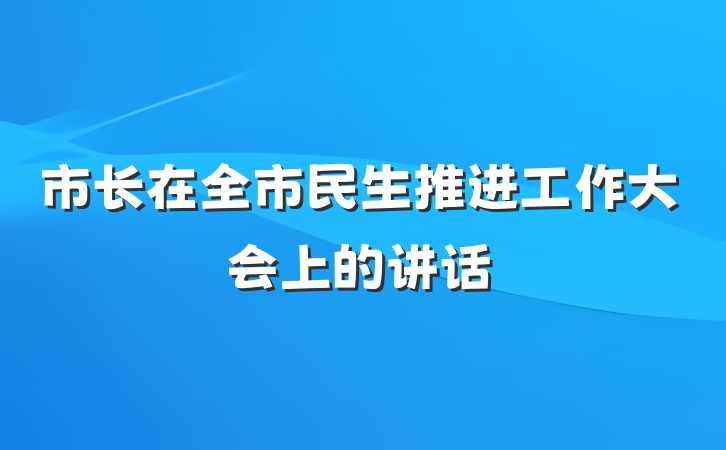 市长在全市民生推进工作大会上的讲话
