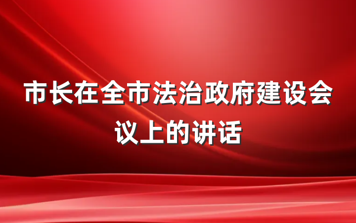 市长在全市法治政府建设会议上的讲话
