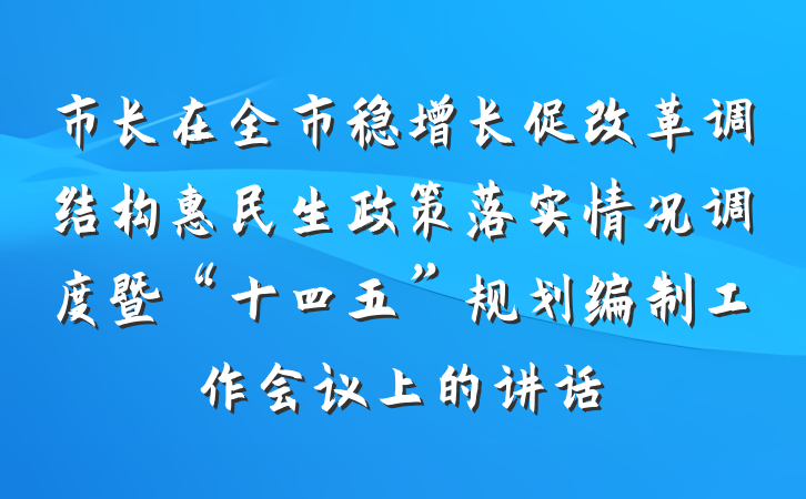 市长在全市稳增长促改革调结构惠民生政策落实情况调度暨“十四五”规划编制工作会议上的讲话