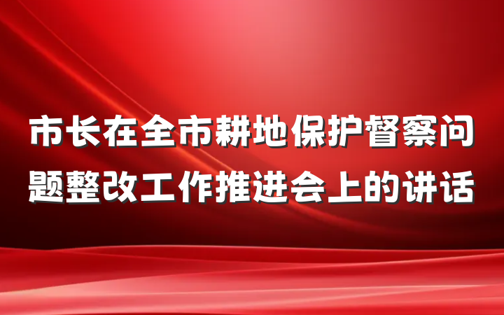 市长在全市耕地保护督察问题整改工作推进会上的讲话