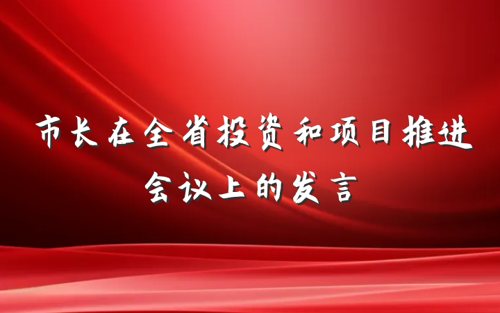 市长在全省投资和项目推进会议上的发言