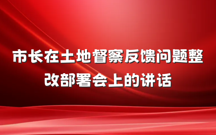 市长在土地督察反馈问题整改部署会上的讲话
