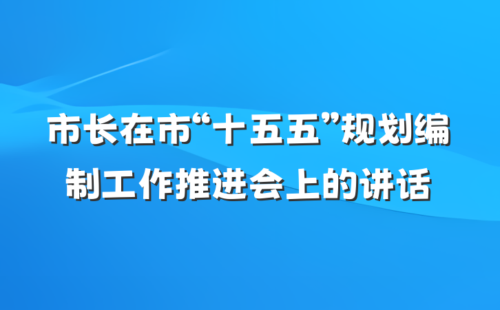 市长在市“十五五”规划编制工作推进会上的讲话