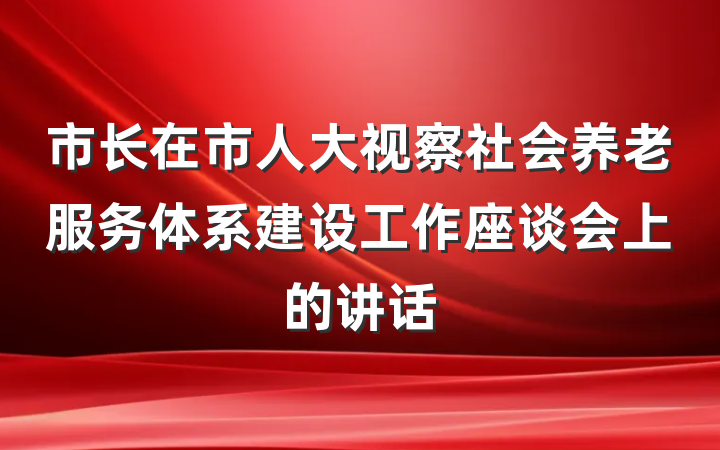 市长在市人大视察社会养老服务体系建设工作座谈会上的讲话