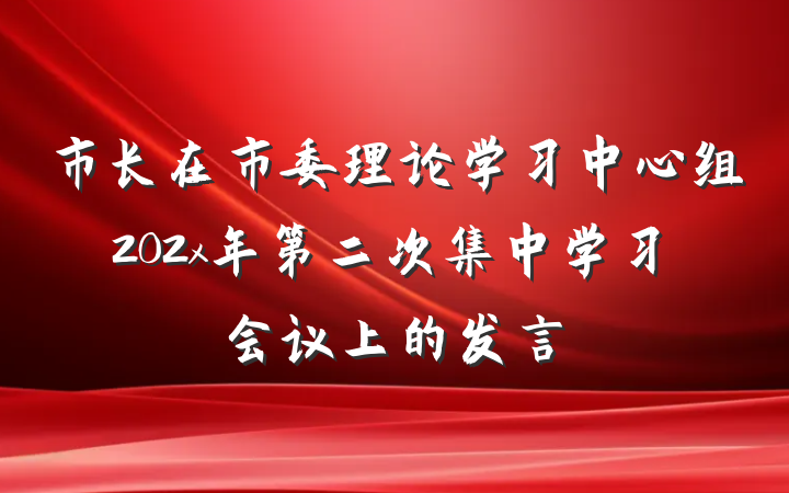 市长在市委理论学习中心组202x年第二次集中学习会议上的发言