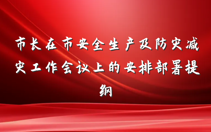 市长在市安全生产及防灾减灾工作会议上的安排部署提纲