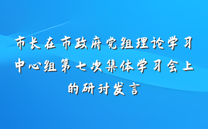 市长在市政府党组理论学习中心组第七次集体学习会上的研讨发言