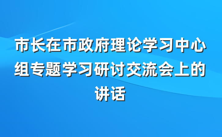 市长在市政府理论学习中心组专题学习研讨交流会上的讲话