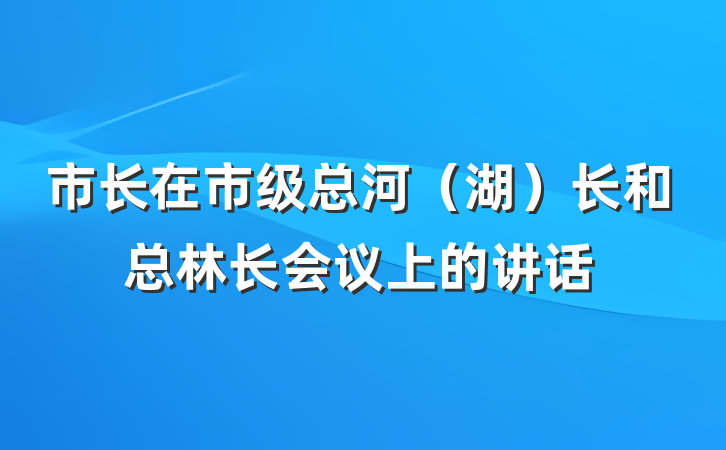 市长在市级总河（湖）长和总林长会议上的讲话
