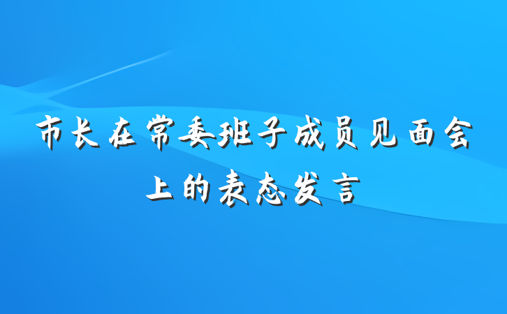 市长在常委班子成员见面会上的表态发言
