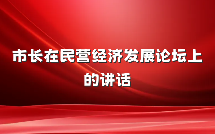 市长在民营经济发展论坛上的讲话