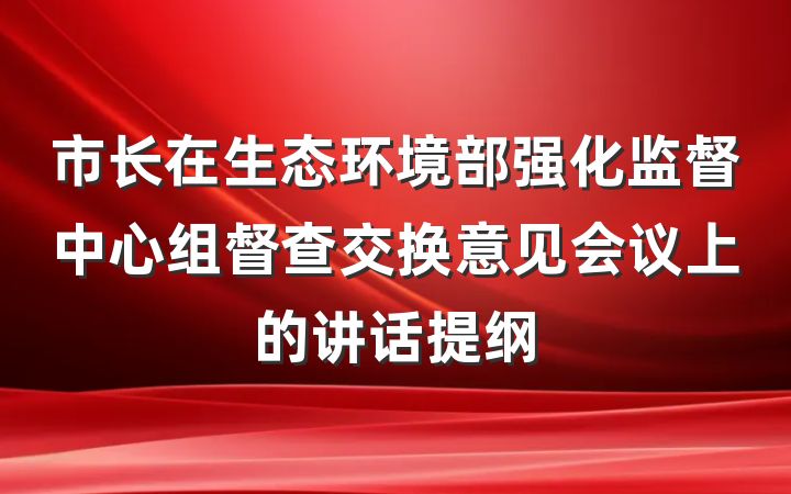 市长在生态环境部强化监督中心组督查交换意见会议上的讲话提纲