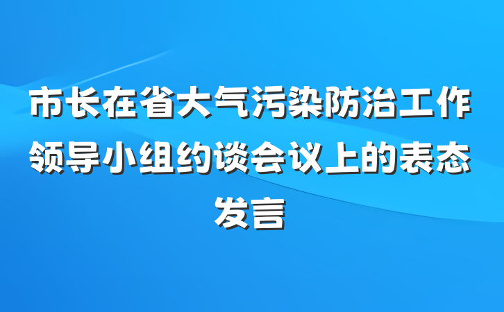市长在省大气污染防治工作领导小组约谈会议上的表态发言