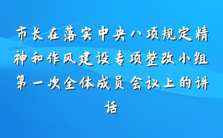 市长在落实中央八项规定精神和作风建设专项整改小组第一次全体成员会议上的讲话