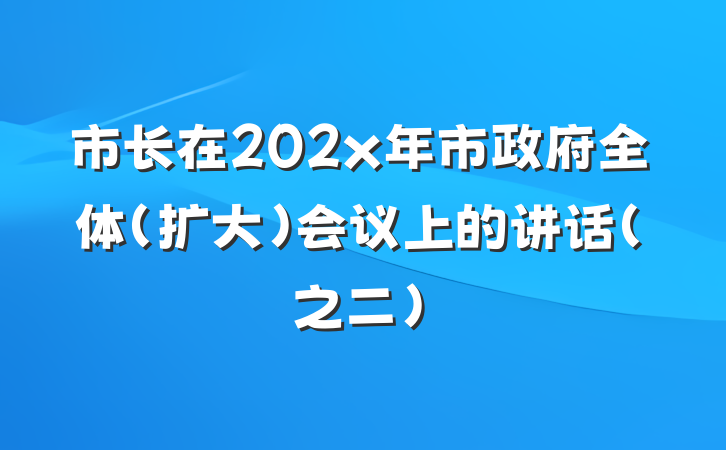 市长在202x年市政府全体（扩大）会议上的讲话（之二）