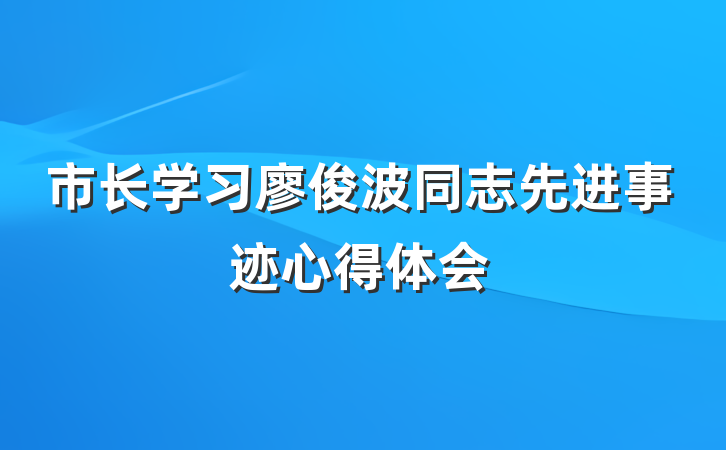 市长学习廖俊波同志先进事迹心得体会