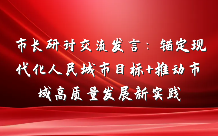 市长研讨交流发言：锚定现代化人民城市目标 推动市域高质量发展新实践
