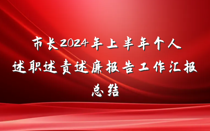 市长2024年上半年个人述职述责述廉报告工作汇报总结