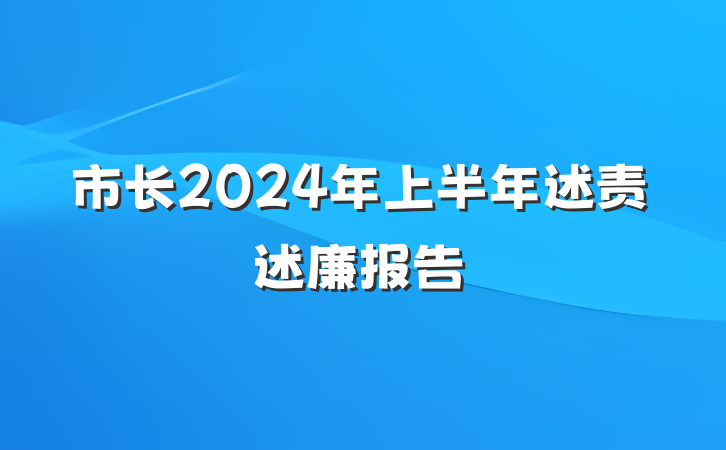 市长2024年上半年述责述廉报告