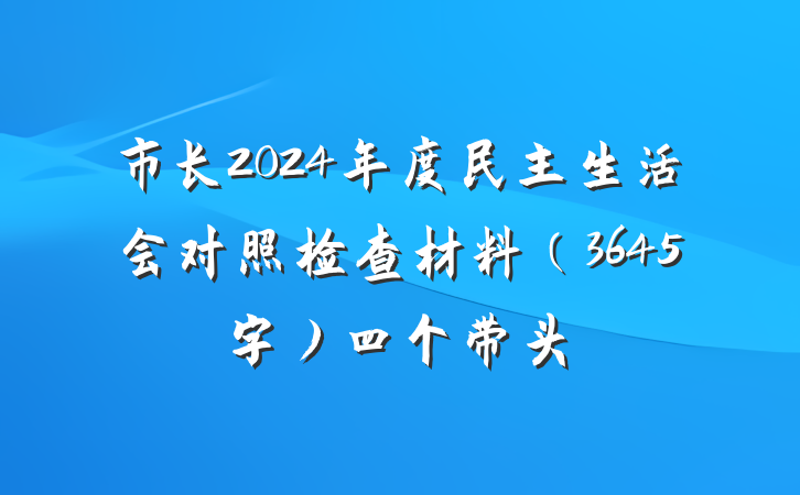 市长2024年度民主生活会对照检查材料（3645字）四个带头