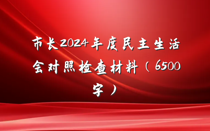 市长2024年度民主生活会对照检查材料（6500字）