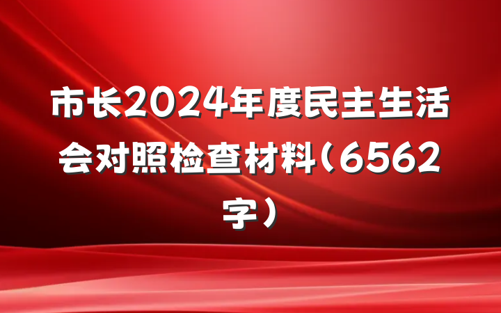 市长2024年度民主生活会对照检查材料（6562字）