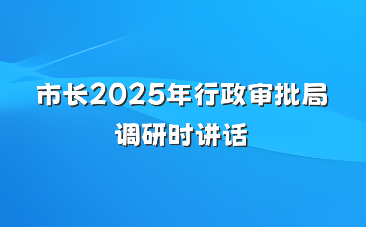 市长2025年行政审批局调研时讲话