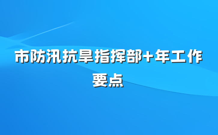 市防汛抗旱指挥部+年工作要点