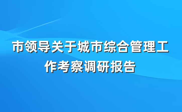 市领导关于城市综合管理工作考察调研报告