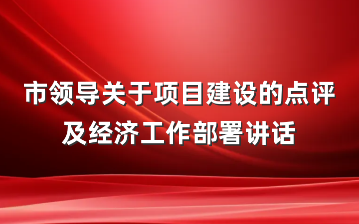市领导关于项目建设的点评及经济工作部署讲话